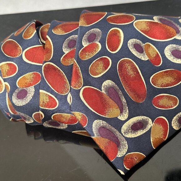 Pierre Balmain Silk Necktie Tie Bubbles Blue Purple Psy Psychedelic Orange Loud - Picture 5 of 10